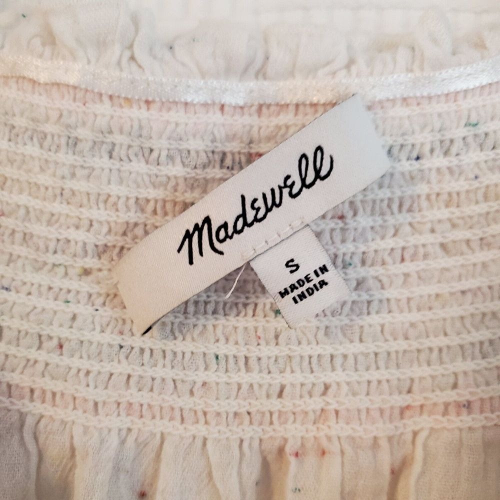 Madewell Rainbow Smocked Peasant Top Womens Small Gauze Beachy Oversized Cotton‎ - Picture 3 of 8